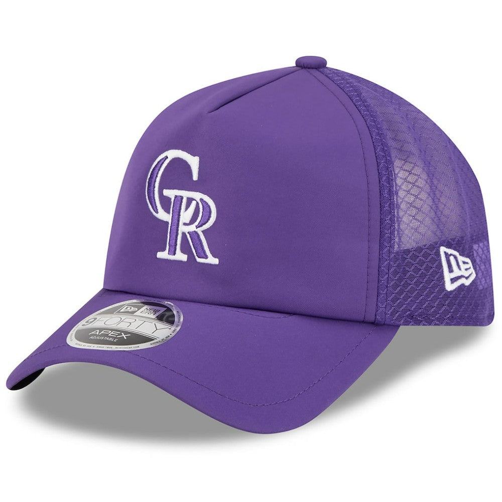 MLB Colorado Rockies New Era 2026 Batting Practice Apex 9FORTY Adjustable Trucker Hat