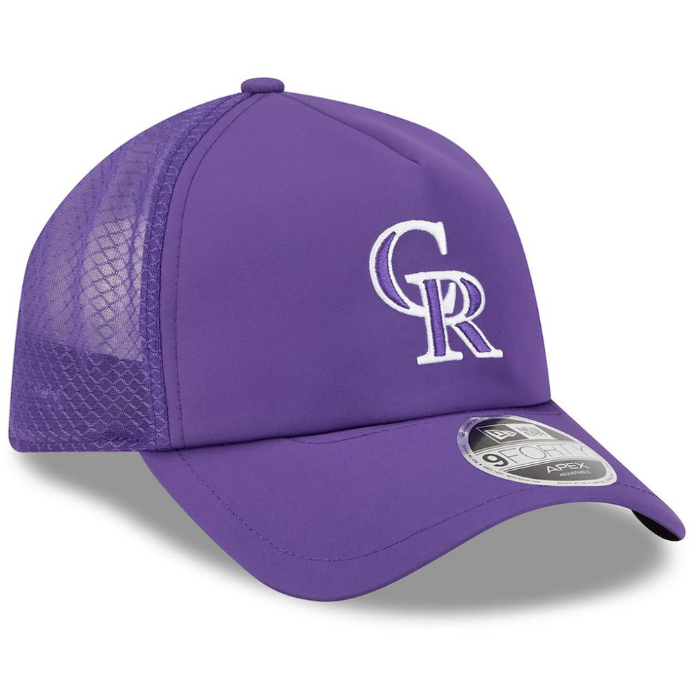 MLB Colorado Rockies New Era 2026 Batting Practice Apex 9FORTY Adjustable Trucker Hat