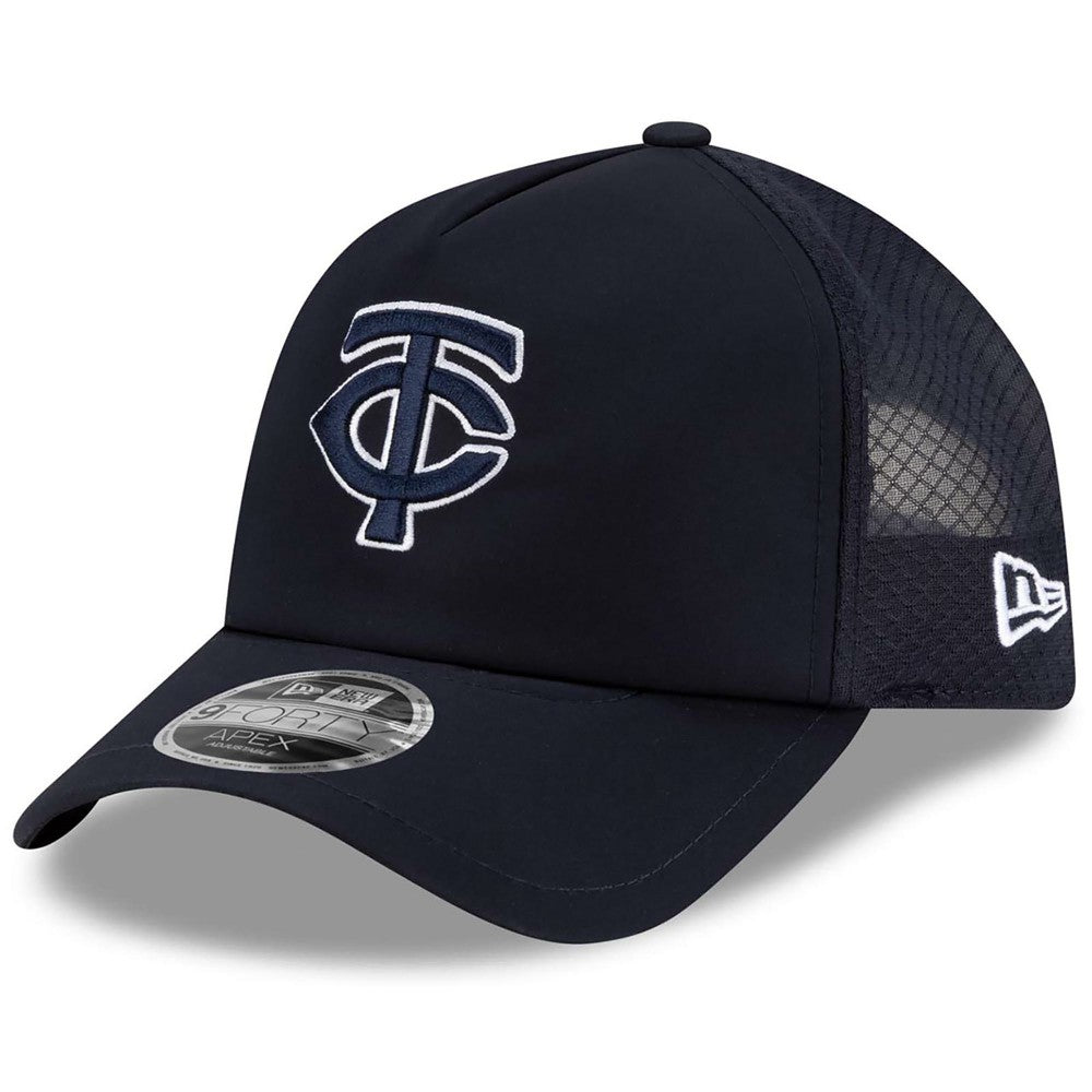 MLB Minnesota Twins New Era 2026 Batting Practice Apex 9FORTY Adjustable Trucker Hat