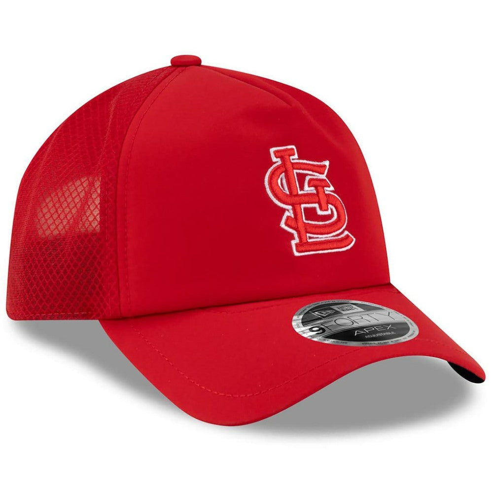 MLB St. Louis Cardinals New Era 2026 Batting Practice Apex 9FORTY Adjustable Trucker Hat