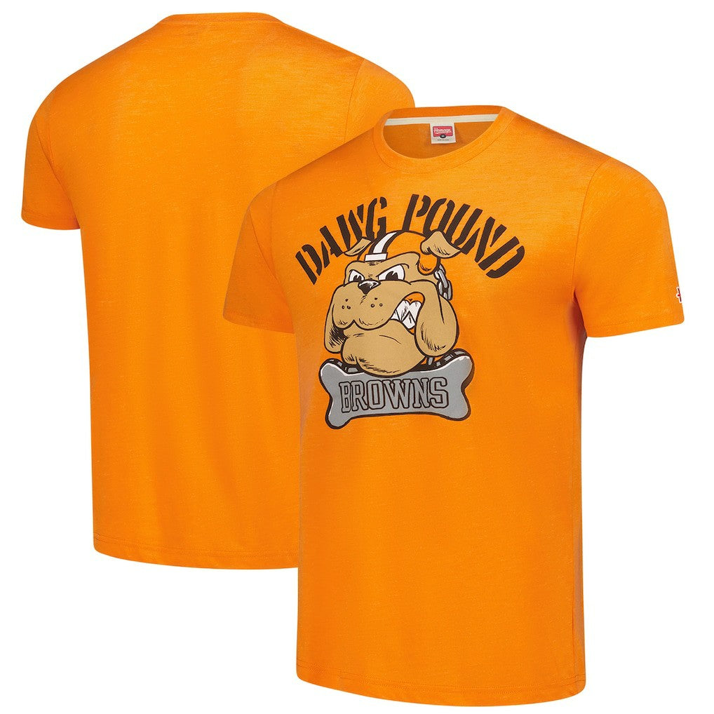 Homage Unisex Tri-Blend Dawg Pound XL Bone Collar T-Shirt - Cleveland Browns