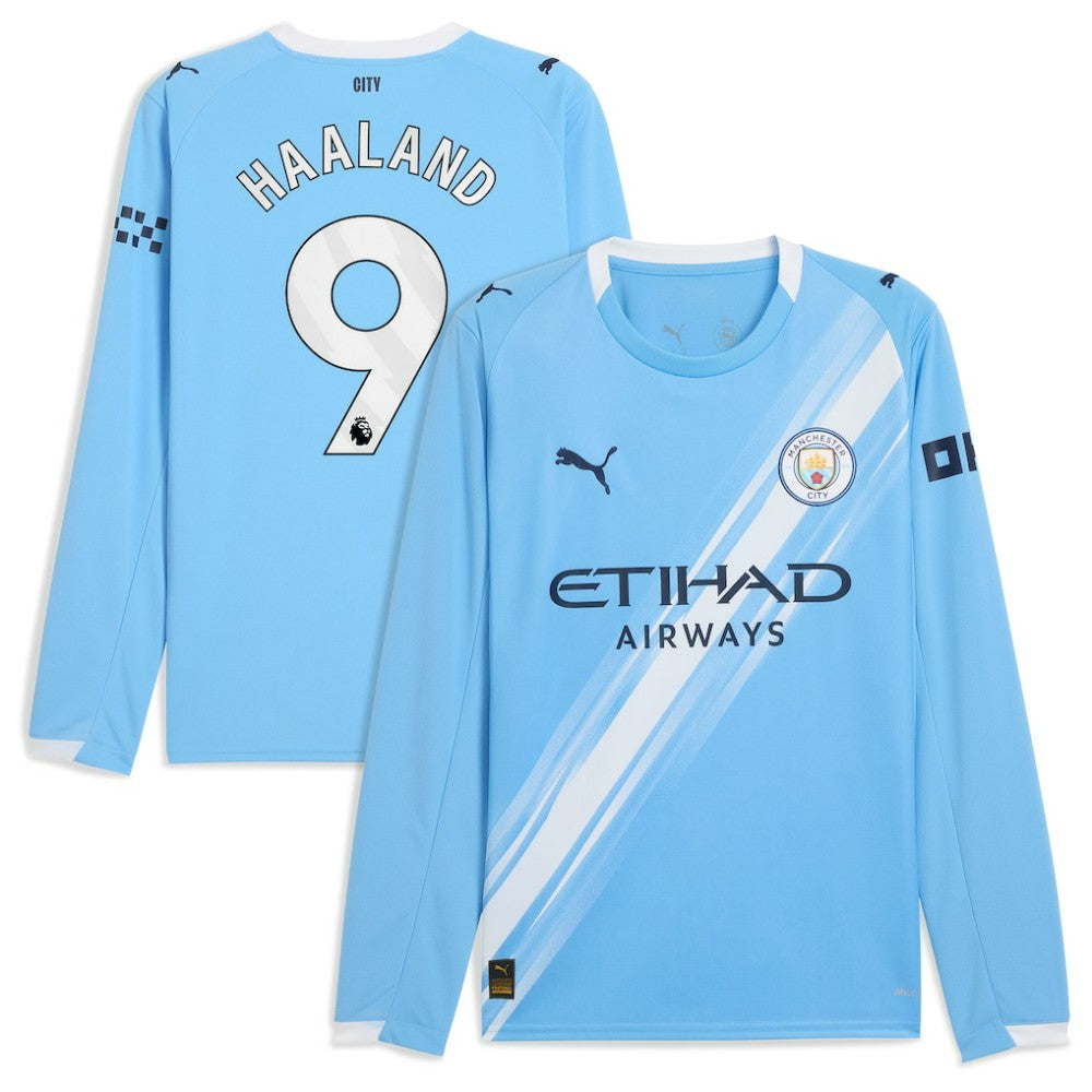 Erling Haaland Manchester City 2025/26 Home Replica Long Sleeve Player Jersey - Puma Sky Blue