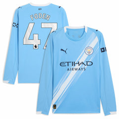 Phil Foden Manchester City 2025/26 Home Replica Long Sleeve Player Jersey - Puma Sky Blue