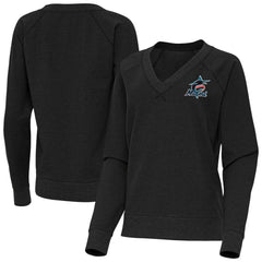MLB Miami Marlins Antigua Women's Varsity Tri-Blend V-Neck Long Sleeve T-Shirt