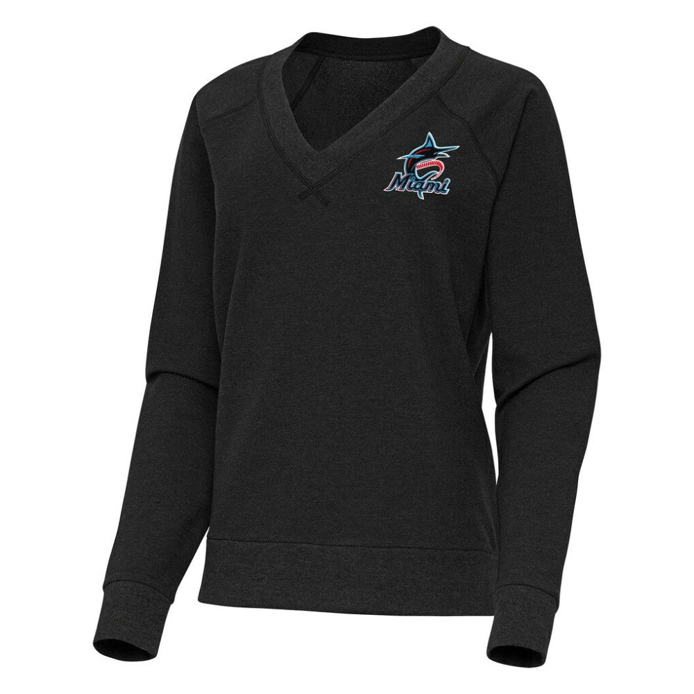 MLB Miami Marlins Antigua Women's Varsity Tri-Blend V-Neck Long Sleeve T-Shirt