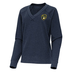 MLB Milwaukee Brewers Antigua Women's Varsity Tri-Blend V-Neck Long Sleeve T-Shirt