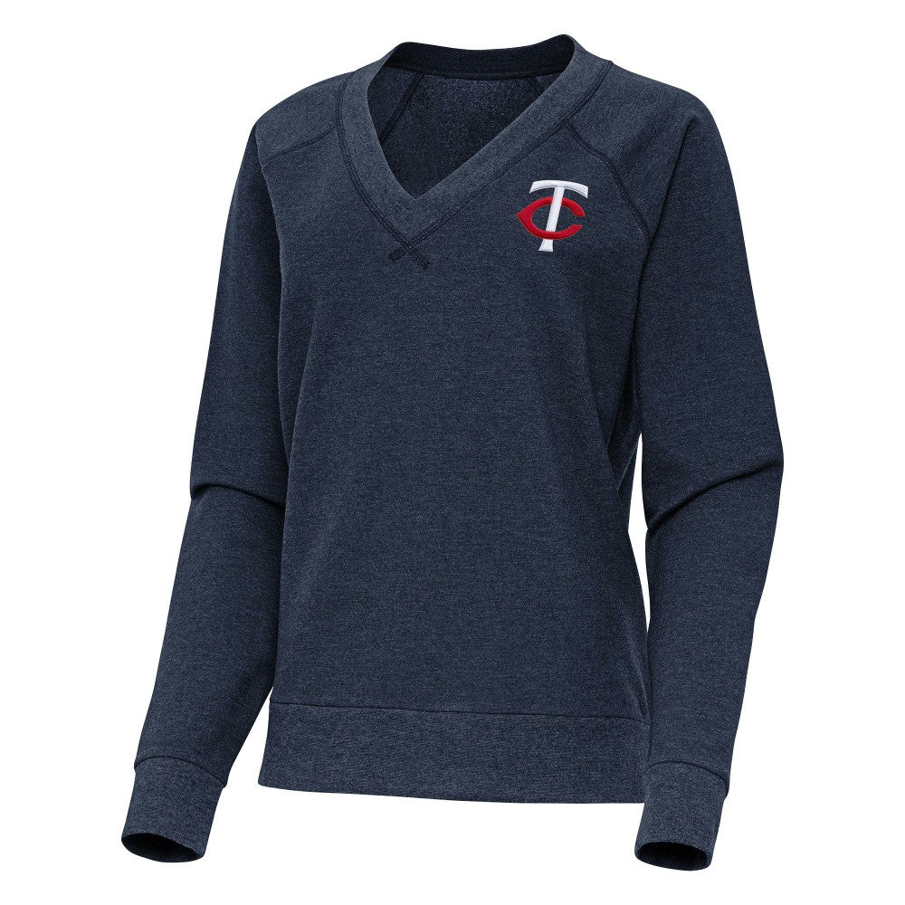 MLB Minnesota Twins Antigua Women's Varsity Tri-Blend V-Neck Long Sleeve T-Shirt