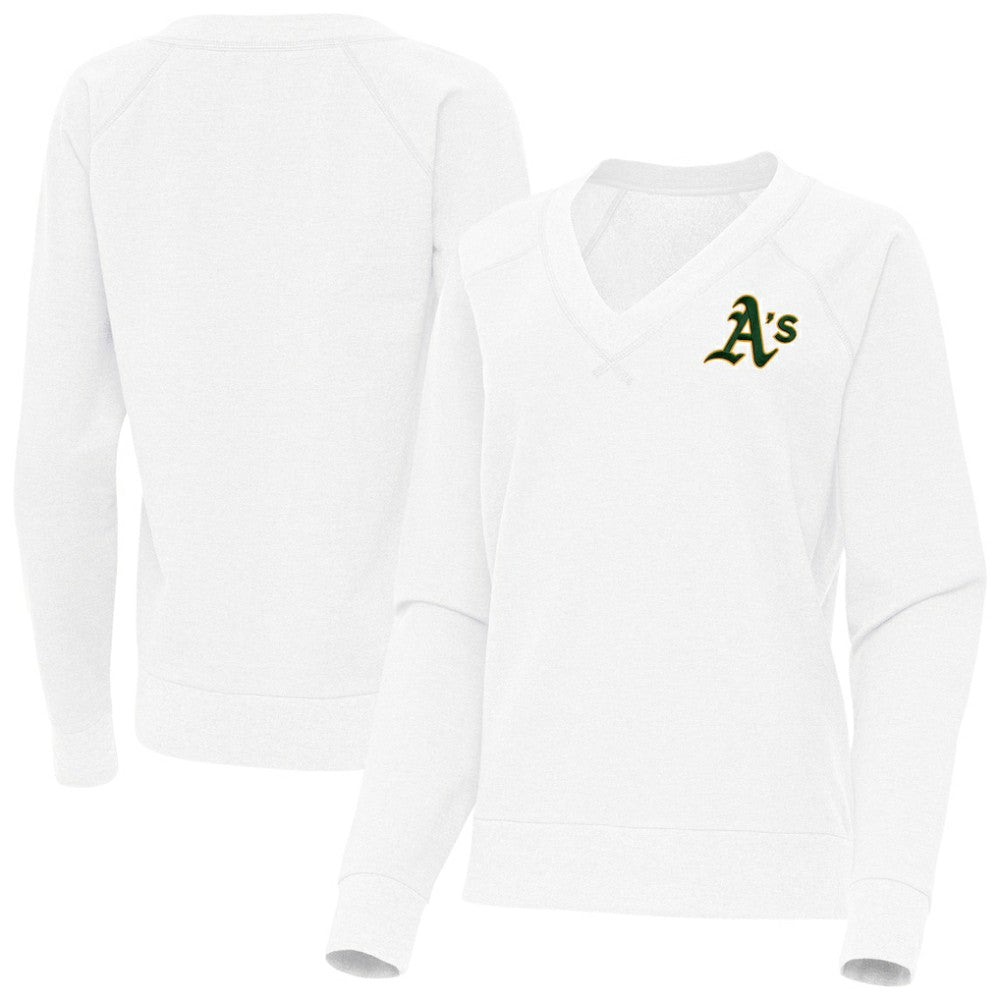 MLB Athletics Antigua Women's Varsity Tri-Blend V-Neck Long Sleeve T-Shirt