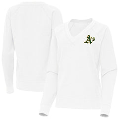 MLB Athletics Antigua Women's Varsity Tri-Blend V-Neck Long Sleeve T-Shirt