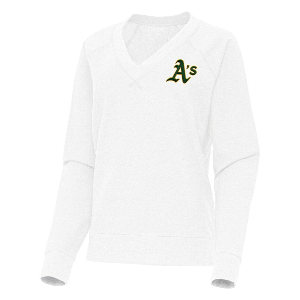 MLB Athletics Antigua Women's Varsity Tri-Blend V-Neck Long Sleeve T-Shirt