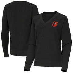 MLB Baltimore Orioles Antigua Women's Varsity Tri-Blend V-Neck Long Sleeve T-Shirt