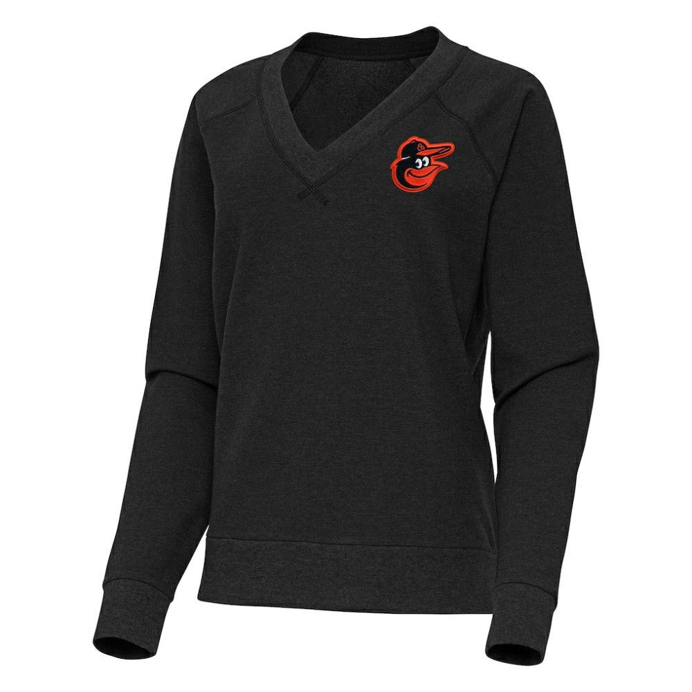 MLB Baltimore Orioles Antigua Women's Varsity Tri-Blend V-Neck Long Sleeve T-Shirt