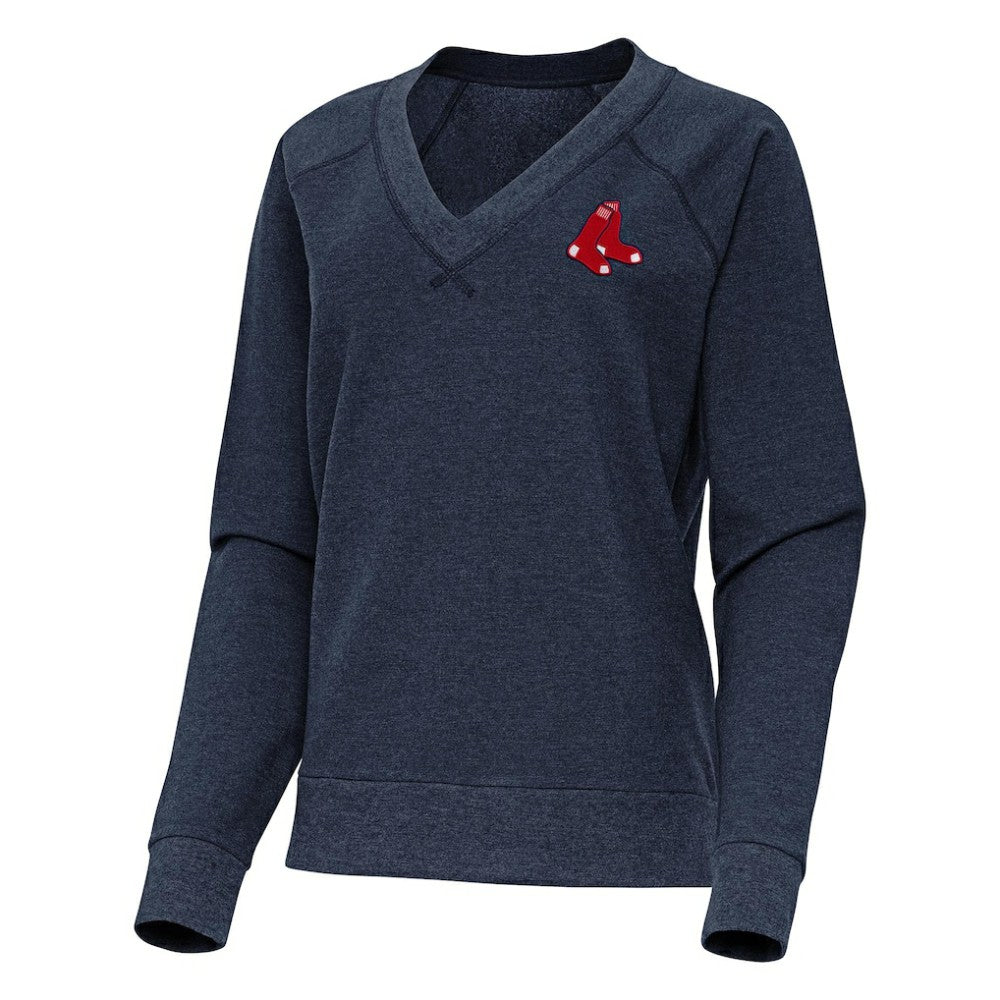 MLB Boston Red Sox Antigua Women's Varsity Tri-Blend V-Neck Long Sleeve T-Shirt