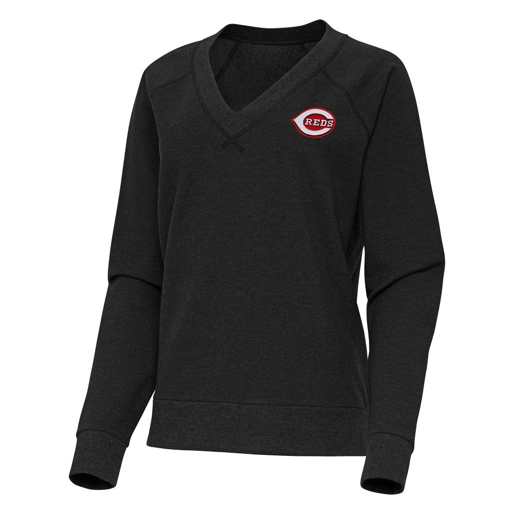 MLB Cincinnati Reds Antigua Women's Varsity Tri-Blend V-Neck Long Sleeve T-Shirt