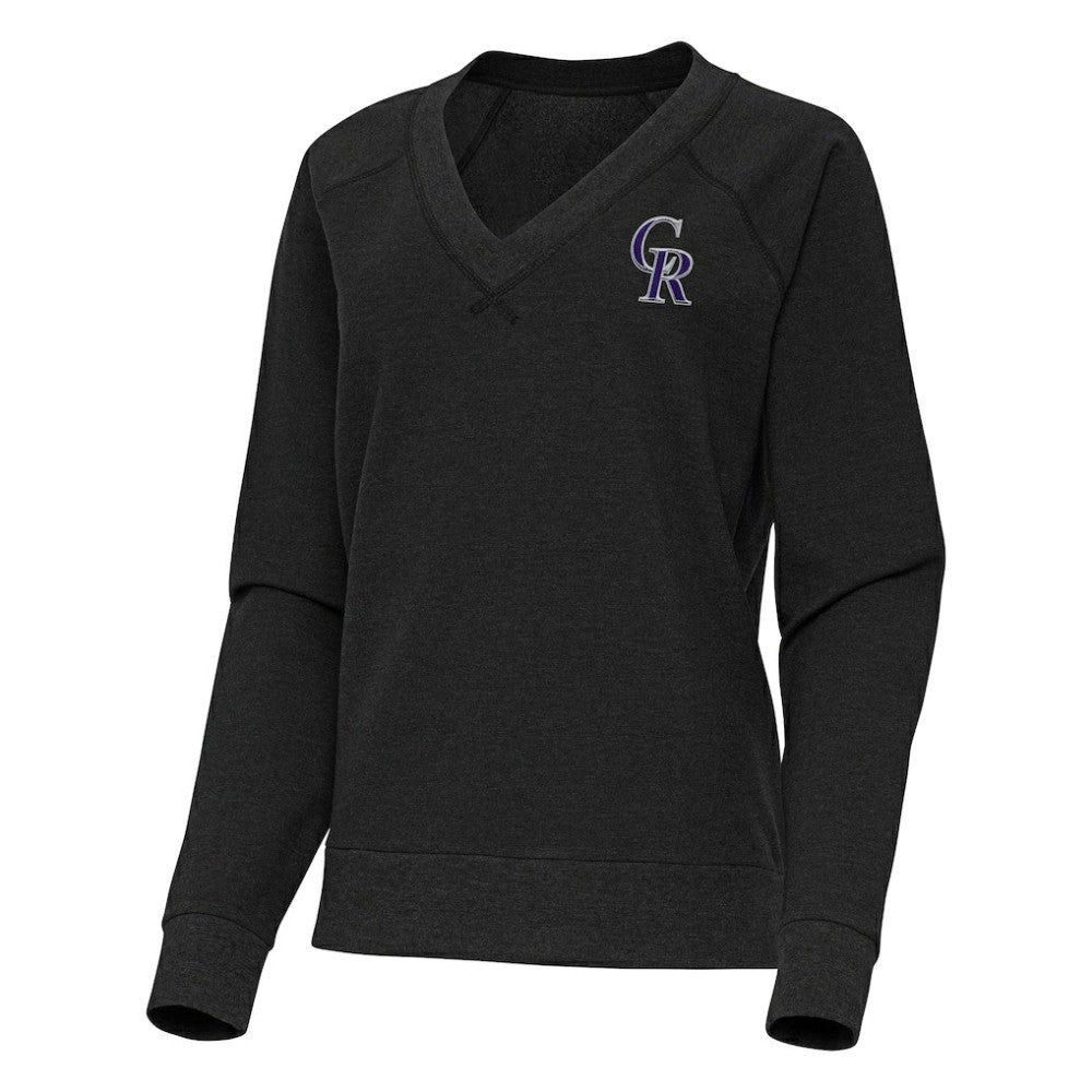 MLB Colorado Rockies Antigua Women's Varsity Tri-Blend V-Neck Long Sleeve T-Shirt