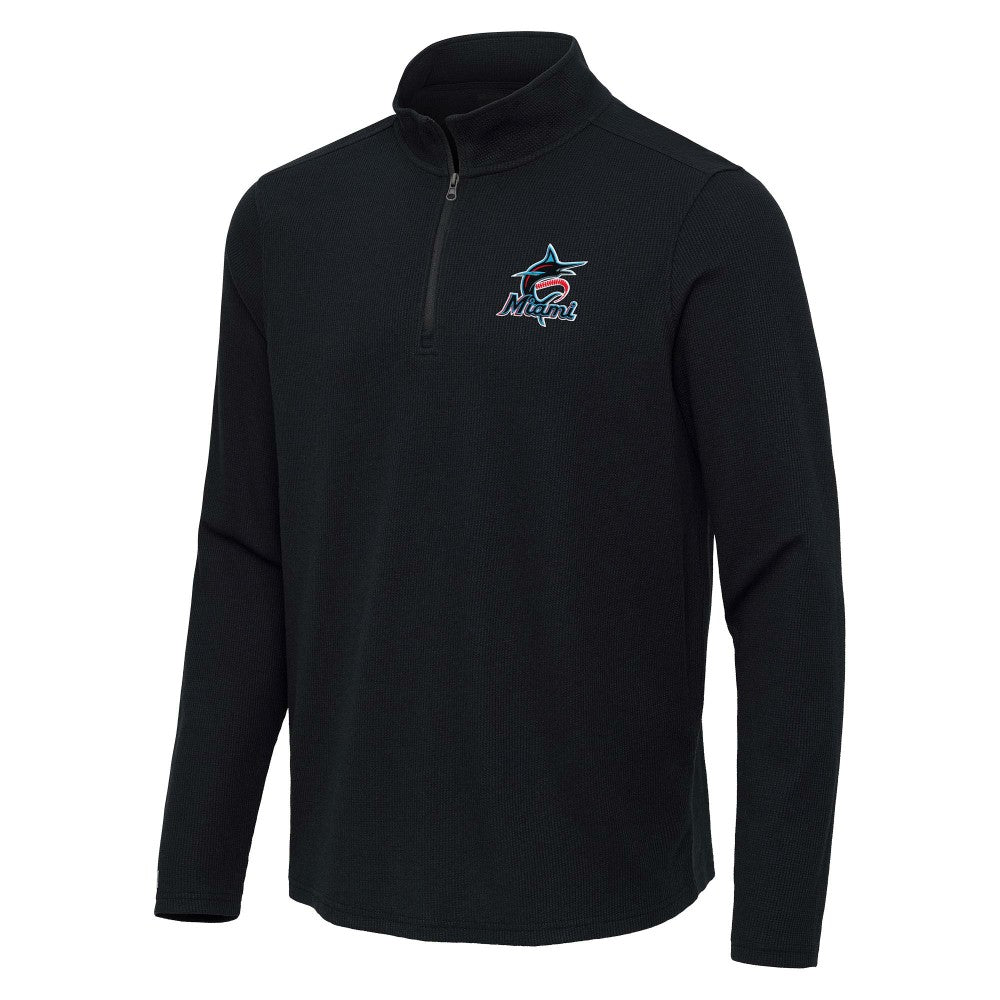 MLB Miami Marlins Antigua Sync Tri-Blend Quarter-Zip Pullover
