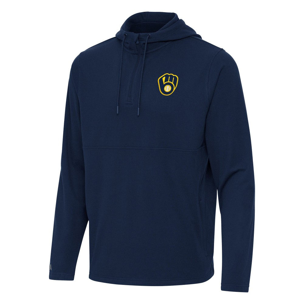 MLB Milwaukee Brewers Antigua Connected Quarter-Zip Pullover Hoodie
