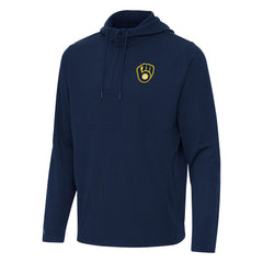 MLB Milwaukee Brewers Antigua Connected Quarter-Zip Pullover Hoodie
