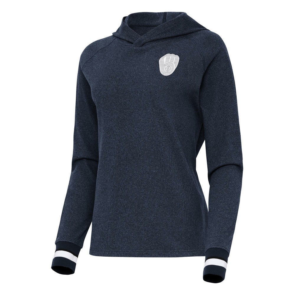 MLB Milwaukee Brewers Antigua Women's Trek Pullover Hoodie