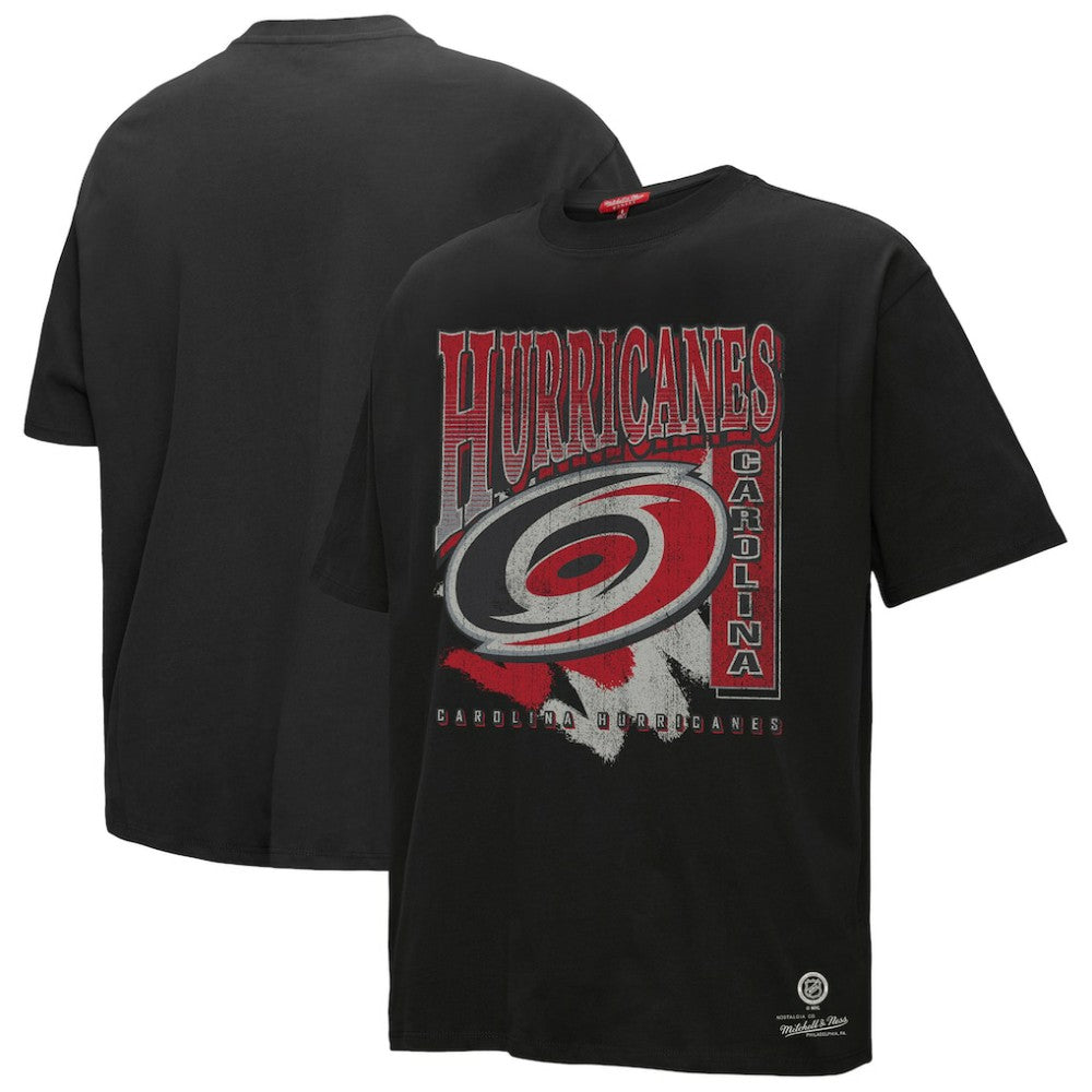 NHL Black Carolina Hurricanes Mitchell & Ness Women's Choppy Ice Boyfriend T-Shirt