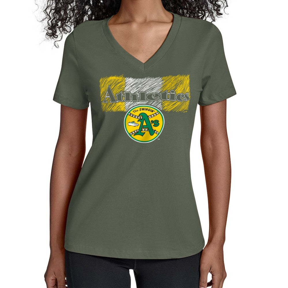 MLB Athletics Starter Women's Team Color Shading V-Neck T-Shirt