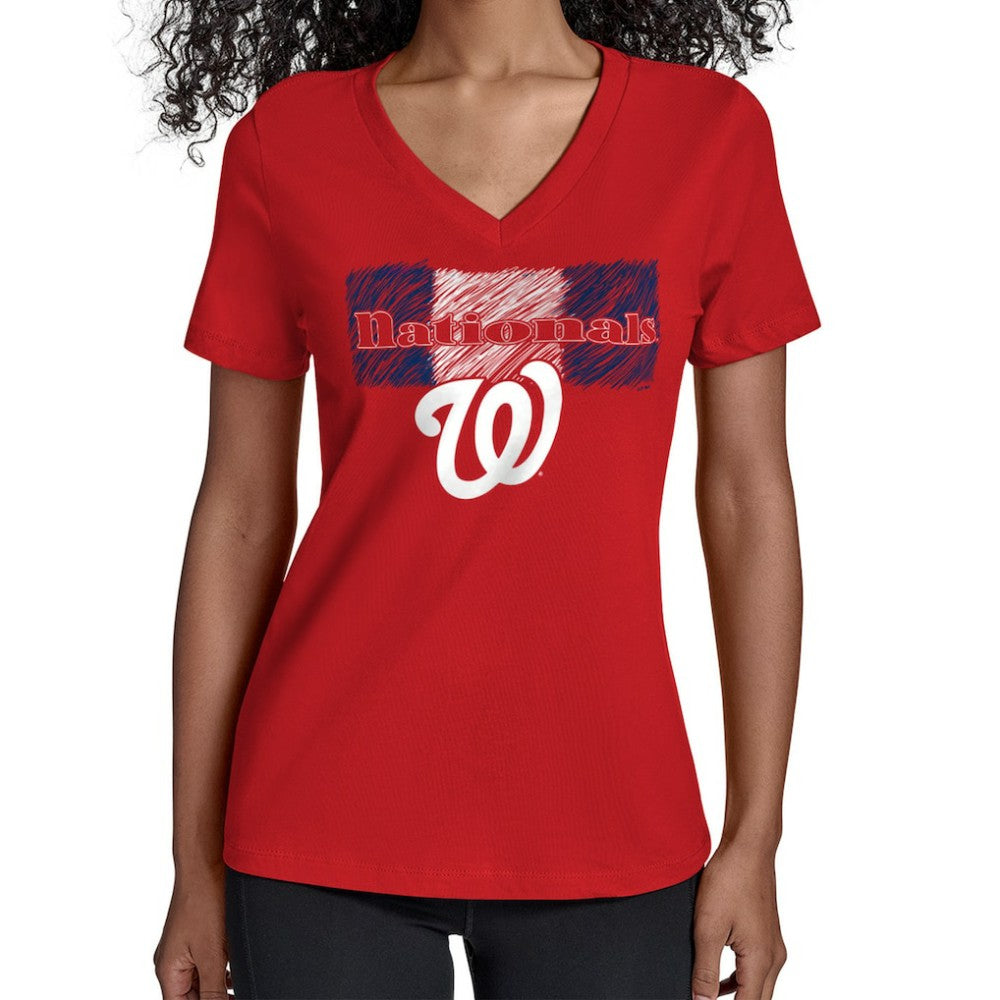 MLB Washington Nationals Starter Women's Team Color Shading V-Neck T-Shirt