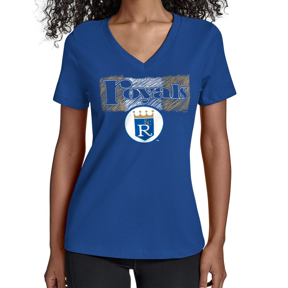 MLB Kansas City Royals Starter Women's Team Color Shading V-Neck T-Shirt