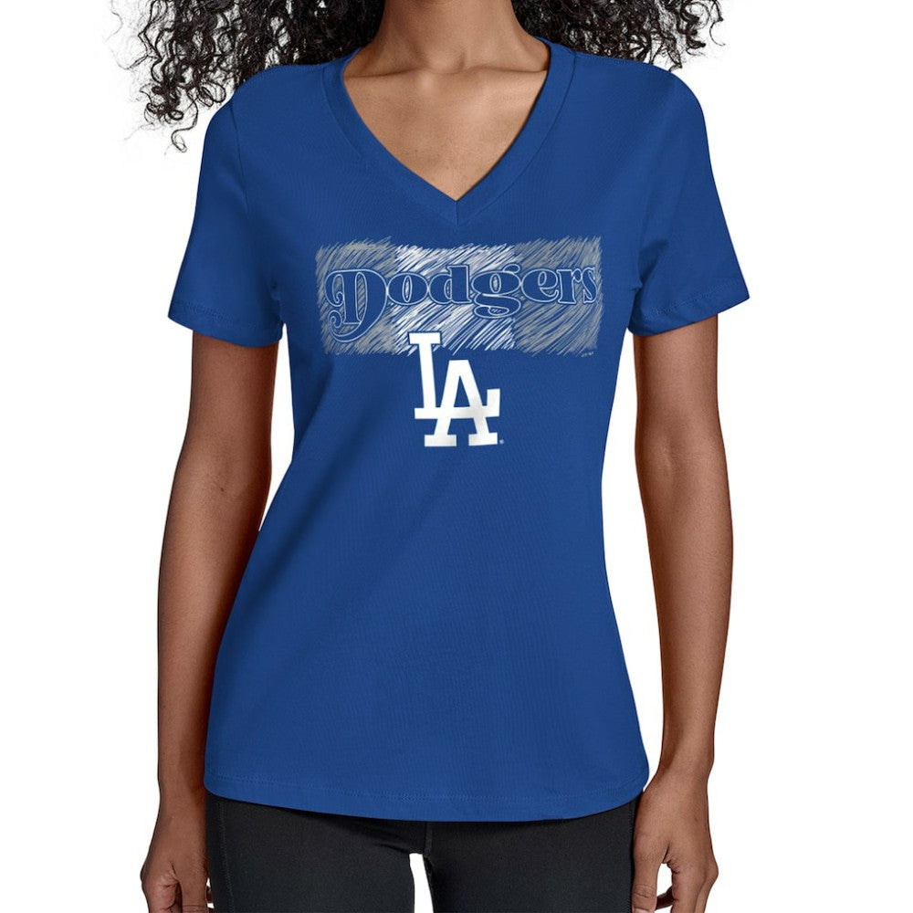 MLB Los Angeles Dodgers Starter Women's Team Color Shading V-Neck T-Shirt
