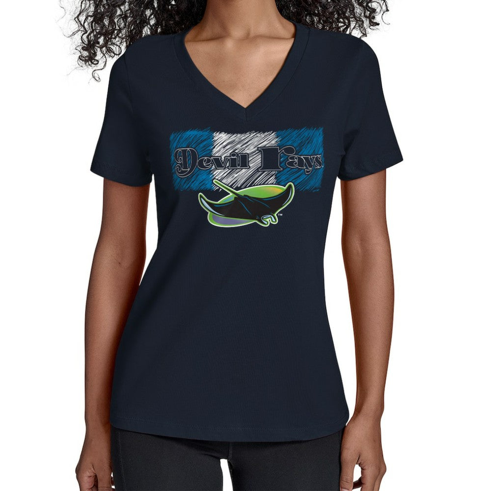 MLB Tampa Bay Rays Starter Women's Team Color Shading V-Neck T-Shirt