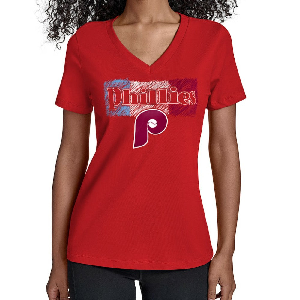 MLB Philadelphia Phillies Starter Women's Team Color Shading V-Neck T-Shirt
