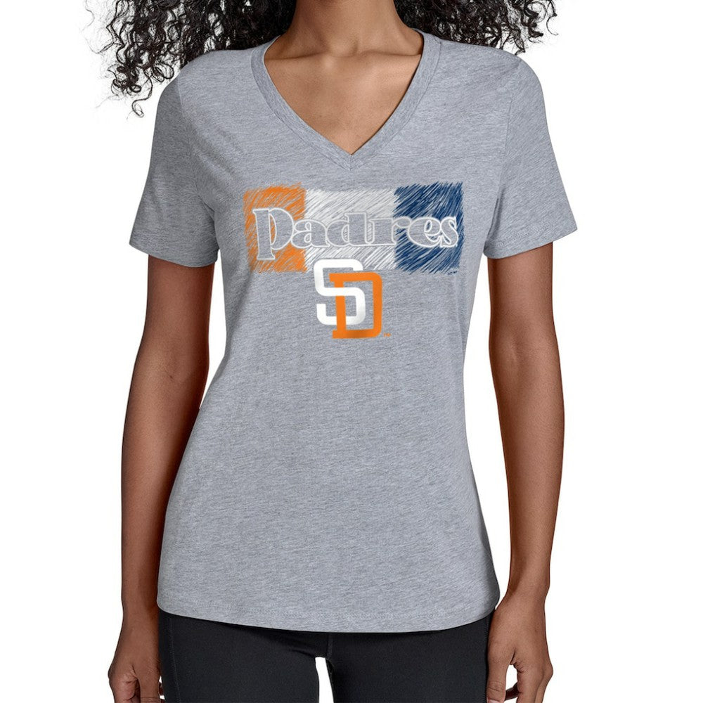 MLB San Diego Padres Starter Women's Team Color Shading V-Neck T-Shirt