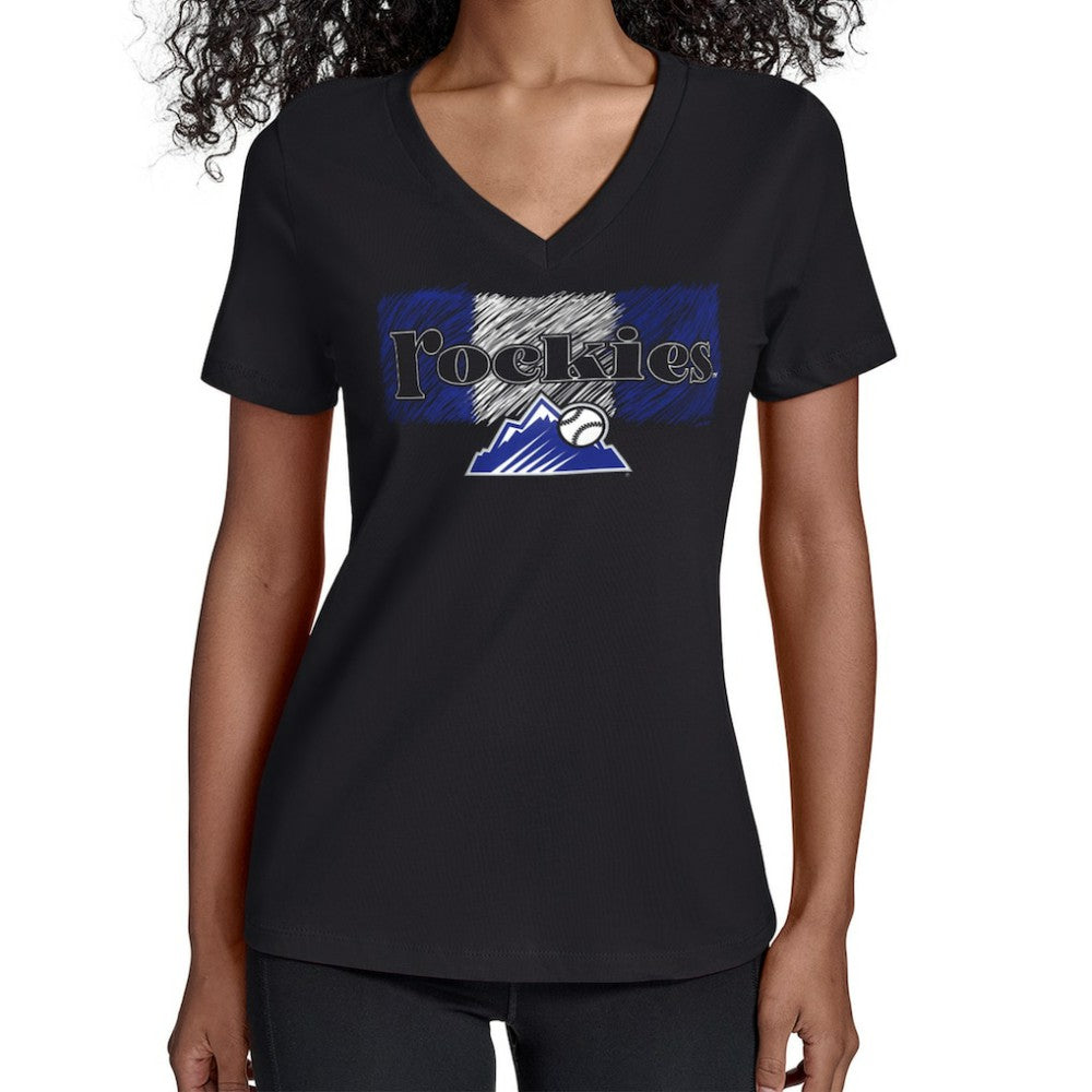 MLB Colorado Rockies Starter Women's Team Color Shading V-Neck T-Shirt