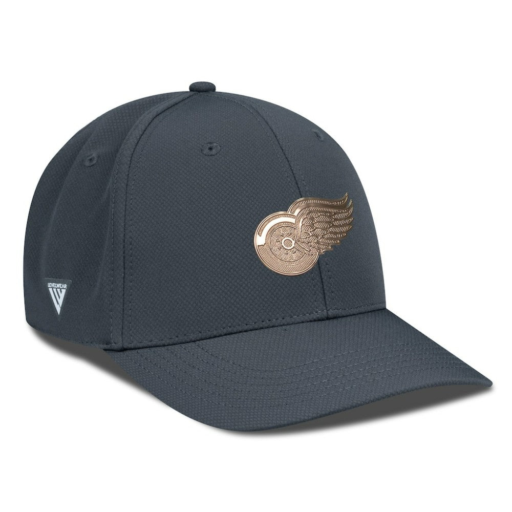 NHL Charcoal Detroit Red Wings Levelwear Rise Copper Insignia Flex Hat