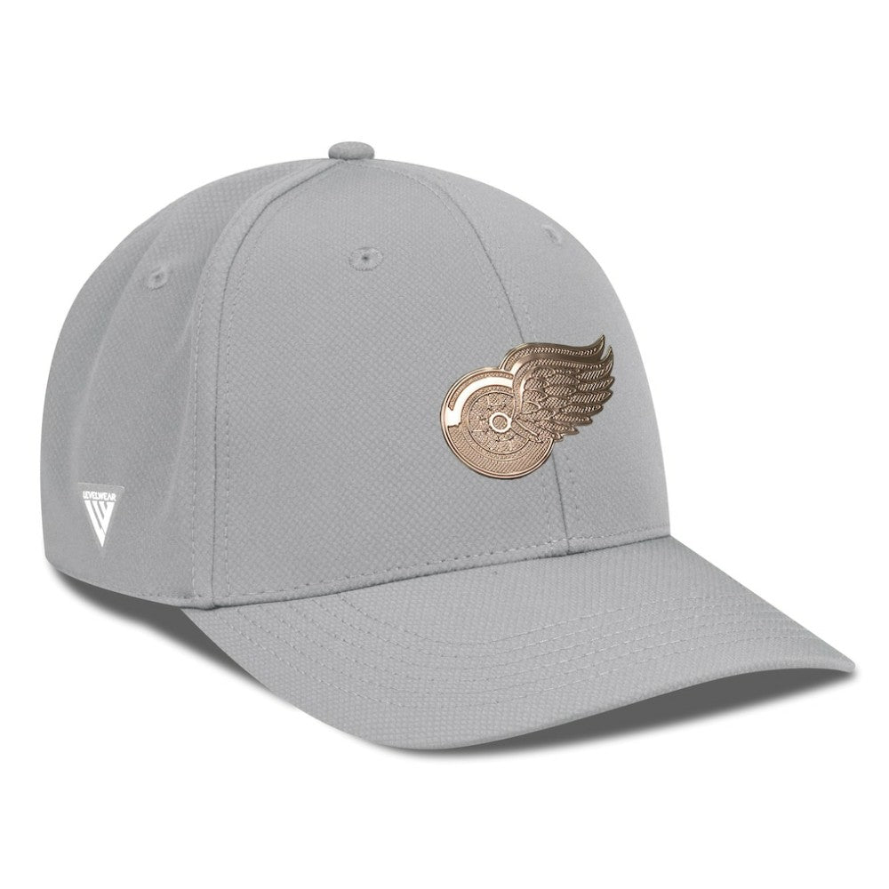 NHL Gray Detroit Red Wings Levelwear Rise Copper Insignia Flex Hat