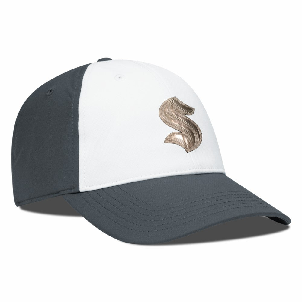 NHL White/Charcoal Seattle Kraken Levelwear Endure Copper Insignia Adjustable Hat
