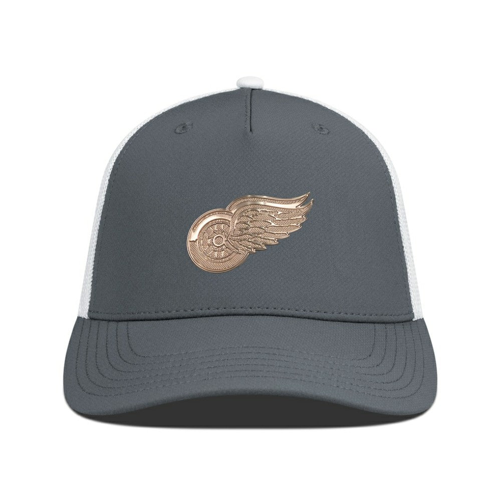 NHL Charcoal/White Detroit Red Wings Levelwear Signal Copper Insignia Trucker Adjustable Hat