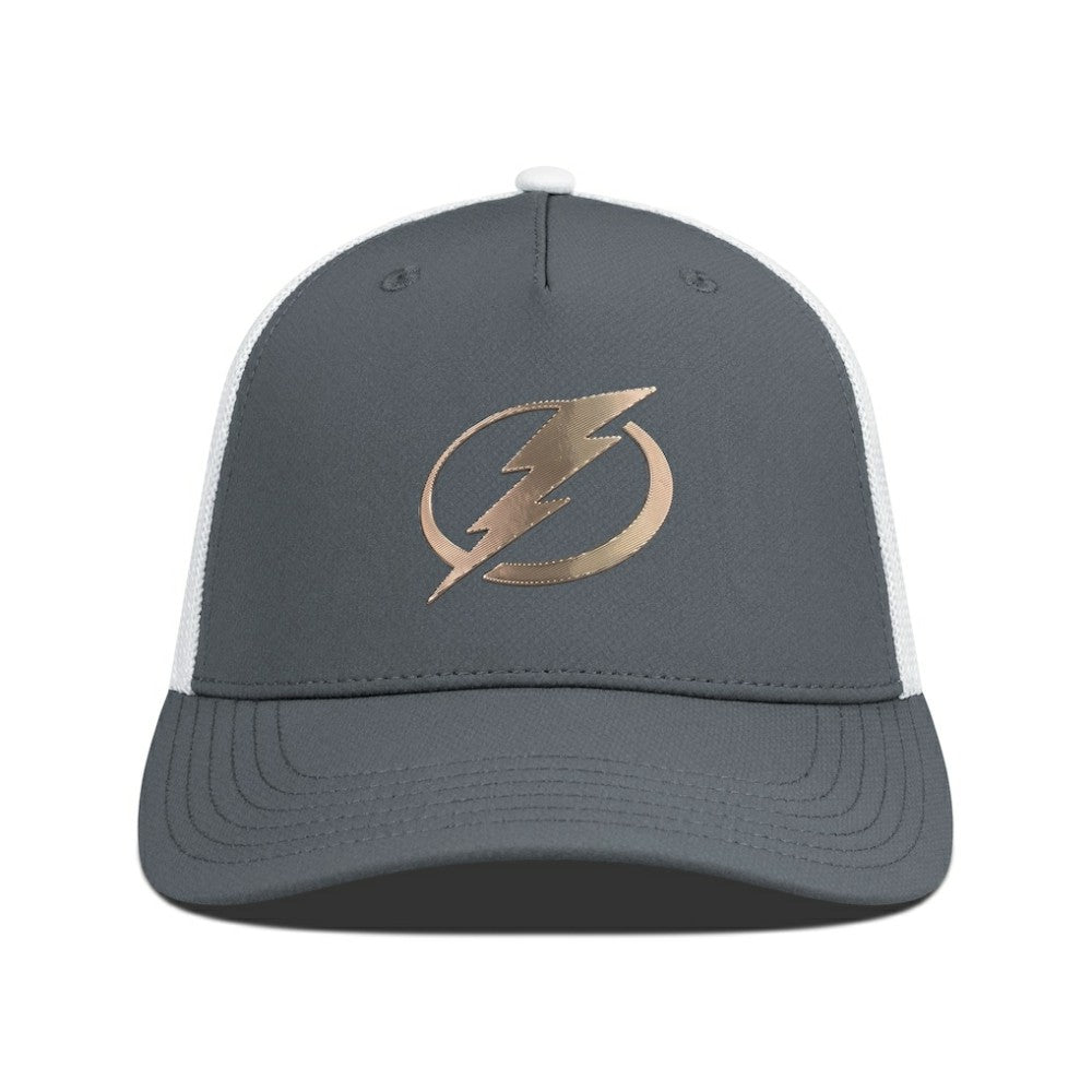 NHL Charcoal/White Tampa Bay Lightning Levelwear Signal Copper Insignia Trucker Adjustable Hat