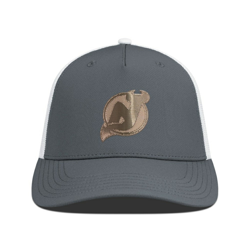 NHL Charcoal/White New Jersey Devils Levelwear Signal Copper Insignia Trucker Adjustable Hat