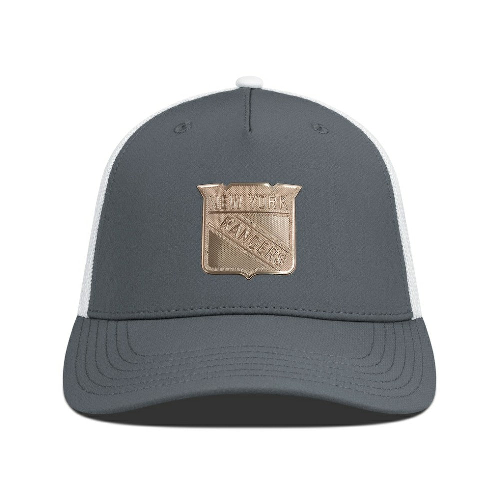 NHL Charcoal/White New York Rangers Levelwear Signal Copper Insignia Trucker Adjustable Hat