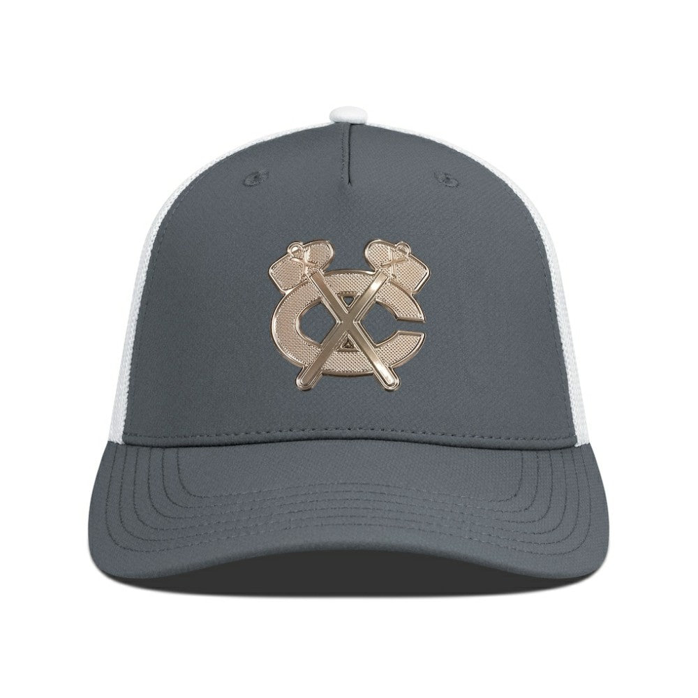 NHL Charcoal/White Chicago Blackhawks Levelwear Signal Copper Insignia Trucker Adjustable Hat