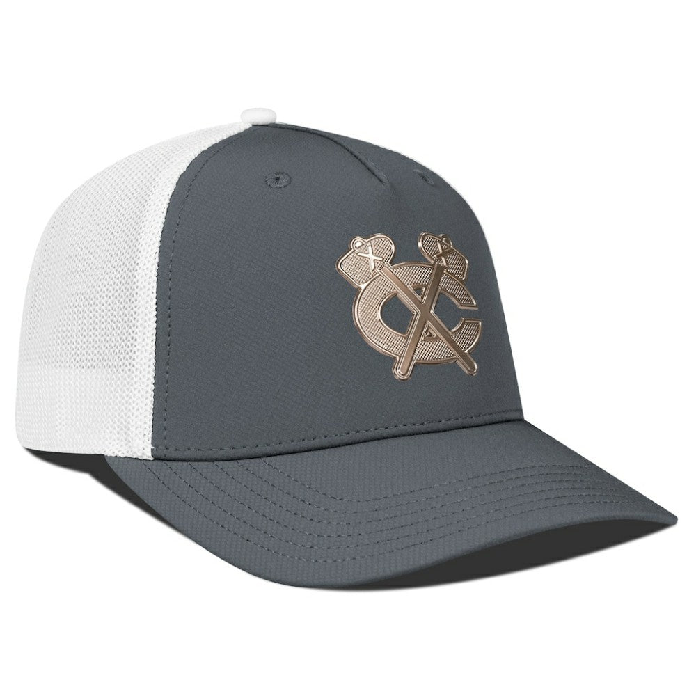 NHL Charcoal/White Chicago Blackhawks Levelwear Signal Copper Insignia Trucker Adjustable Hat