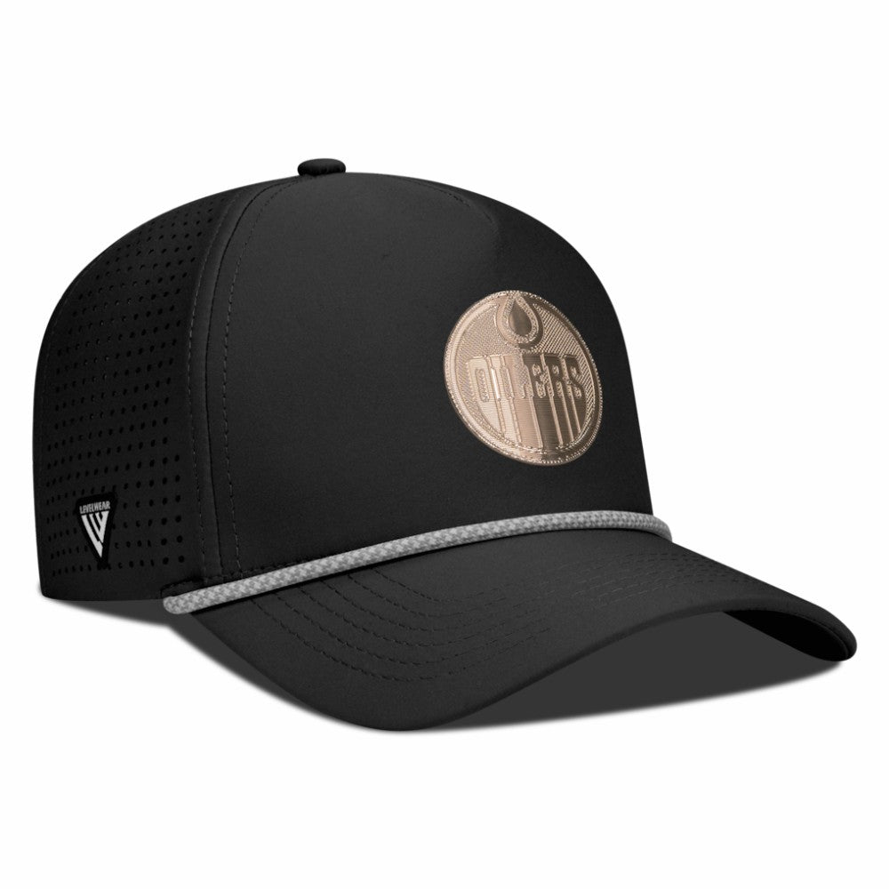 NHL Black Edmonton Oilers Levelwear Gordon Copper Insignia Vented Adjustable Hat