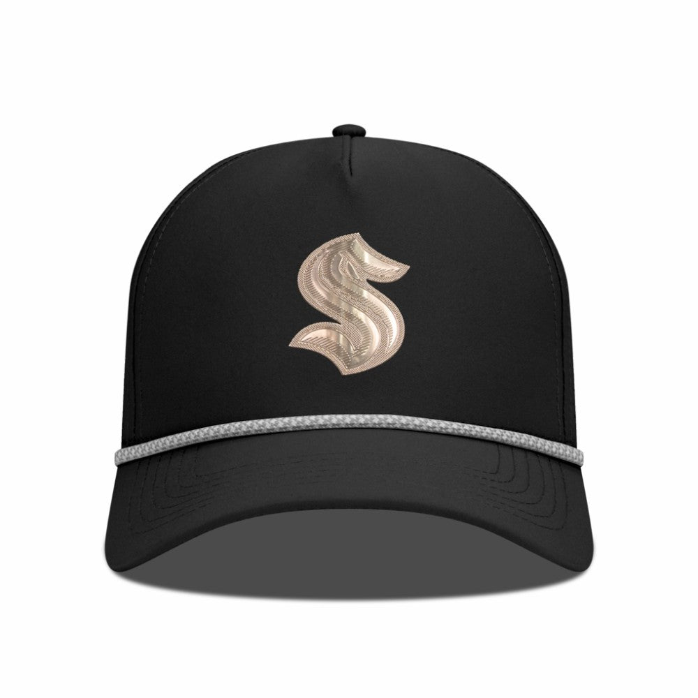NHL Black Seattle Kraken Levelwear Gordon Copper Insignia Vented Adjustable Hat