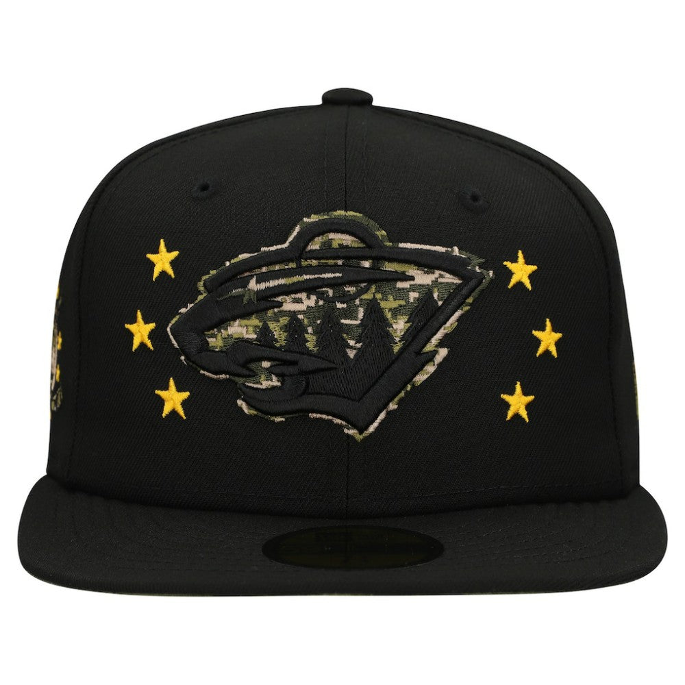 NHL Black Minnesota Wild New Era Military Appreciation Digital Camo Stars 59FIFTY Fitted Hat