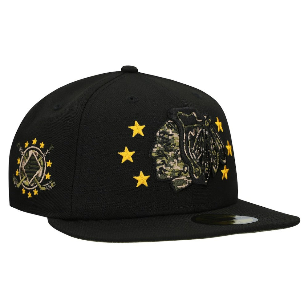 NHL Black Chicago Blackhawks New Era Military Appreciation Digital Camo Stars 59FIFTY Fitted Hat