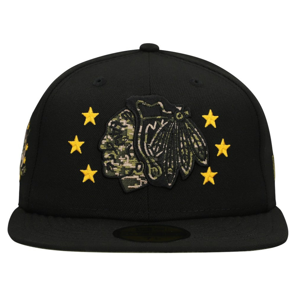 NHL Black Chicago Blackhawks New Era Military Appreciation Digital Camo Stars 59FIFTY Fitted Hat