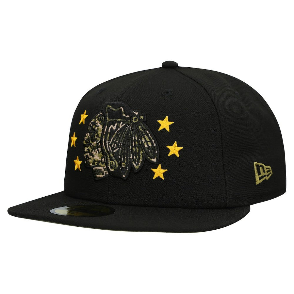 NHL Black Chicago Blackhawks New Era Military Appreciation Digital Camo Stars 59FIFTY Fitted Hat
