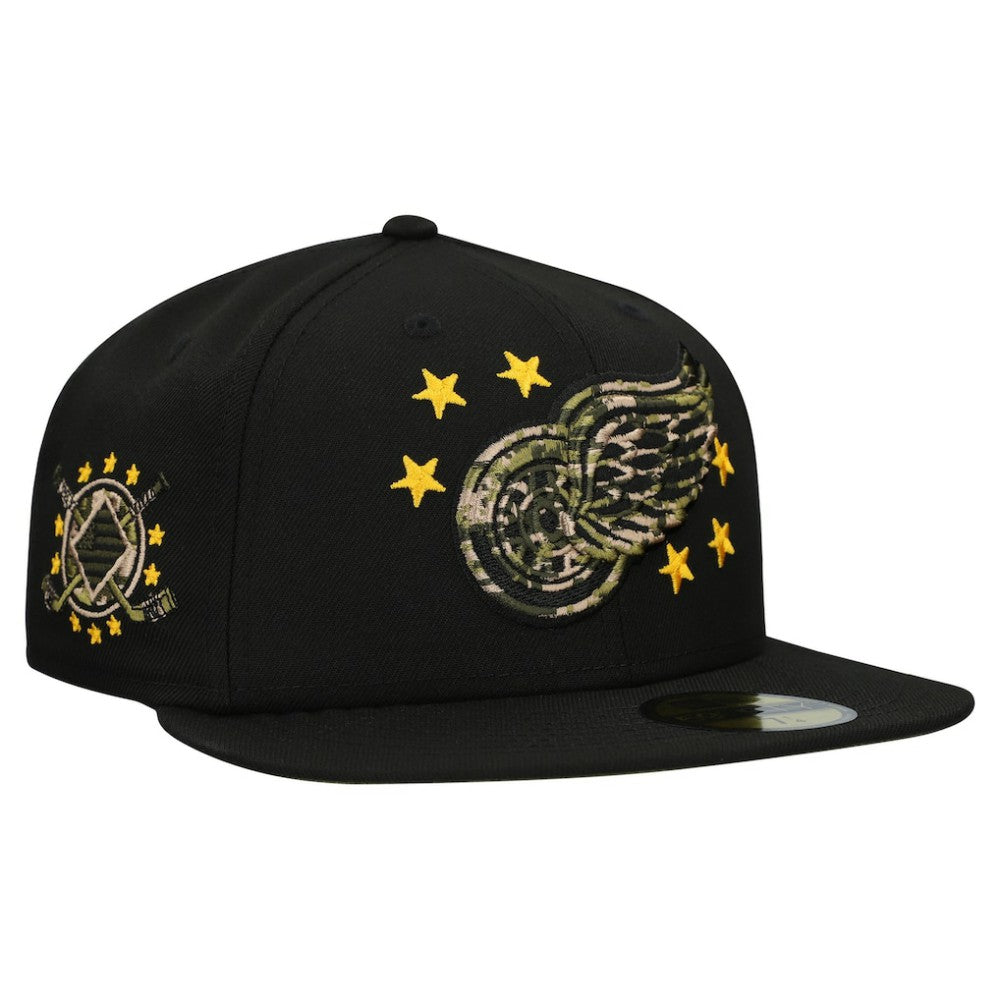 NHL Black Detroit Red Wings New Era Military Appreciation Digital Camo Stars 59FIFTY Fitted Hat