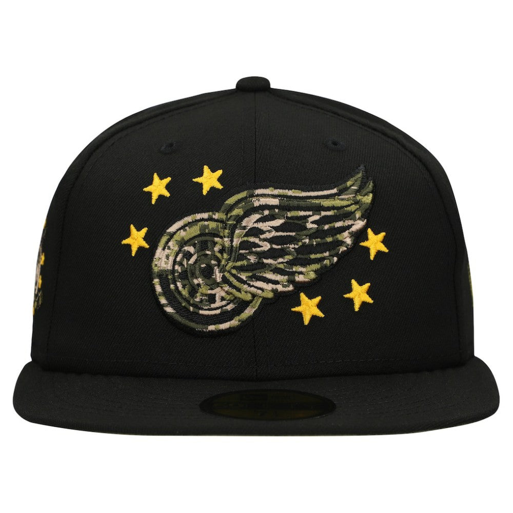 NHL Black Detroit Red Wings New Era Military Appreciation Digital Camo Stars 59FIFTY Fitted Hat