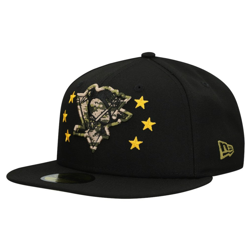 NHL Black Pittsburgh Penguins New Era Military Appreciation Digital Camo Stars 59FIFTY Fitted Hat